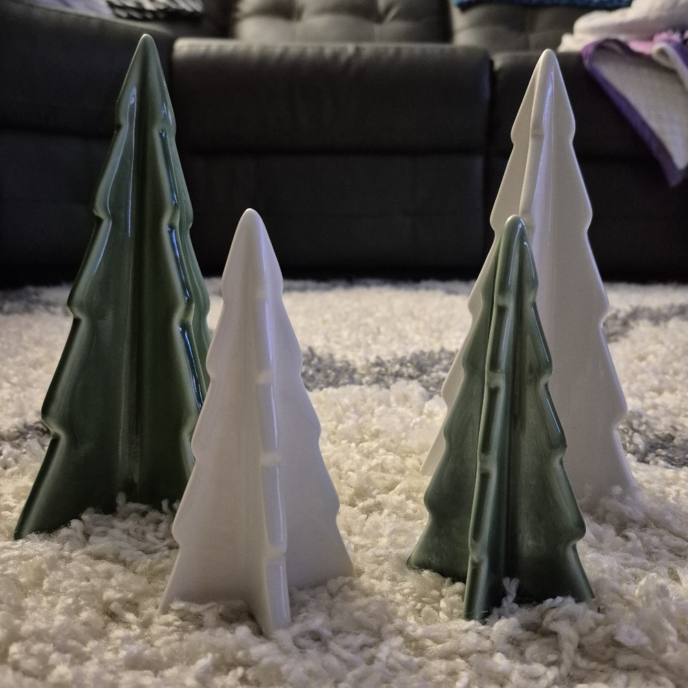Green and White Ceramic Tree Decor